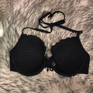 Black Scalloped Lace Bikini Top